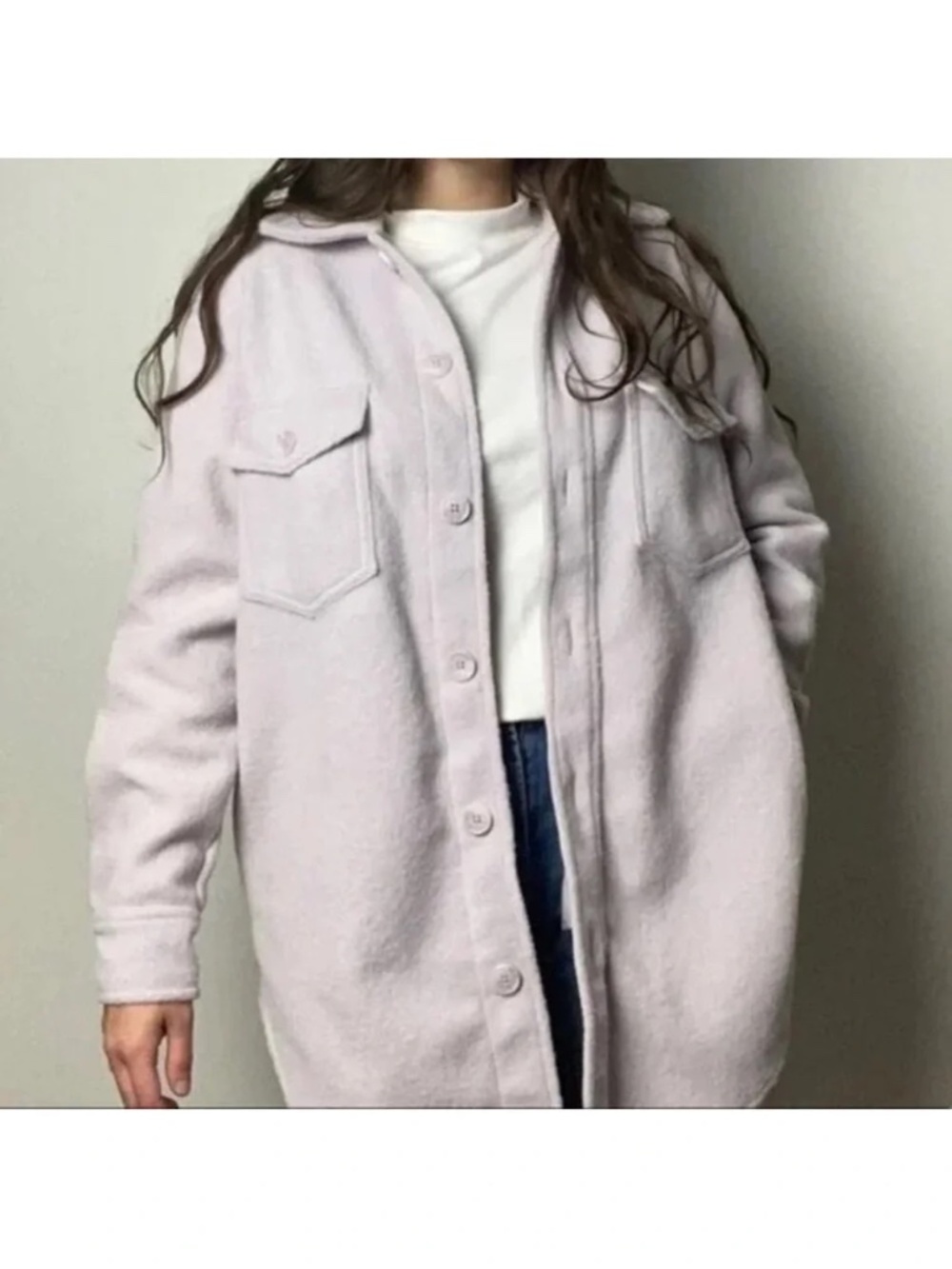 Joie Shacket Shirt Jacket Long Sleeve Button Down Lilac Light Purple Size Large